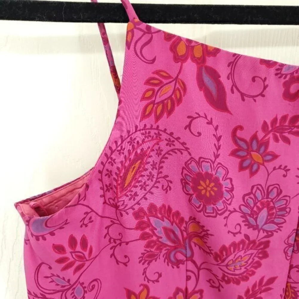 VTG 90s/early 2000s INC Silk Straight Neck Mini Sheath Dress 6 Pink Paisley